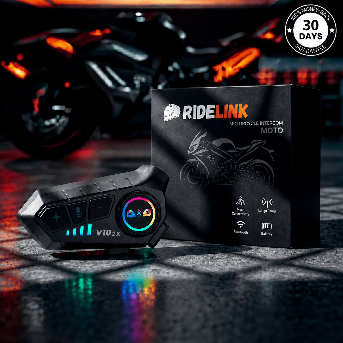 RideLINK V10 Bluetooth Motorcycle Intercom